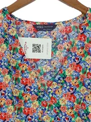 Vorschaubild 3 von M&S Damen Bluse Blumenmuster Mehrfarbig Gr. 42/XL Casual Kurzarm