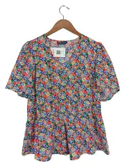 Vorschaubild 1 von M&S Damen Bluse Blumenmuster Mehrfarbig Gr. 42/XL Casual Kurzarm