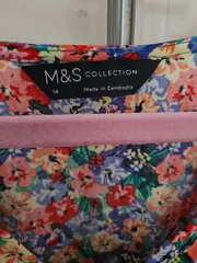 Vorschaubild 4 von M&S Damen Bluse Blumenmuster Mehrfarbig Gr. 42/XL Casual Kurzarm