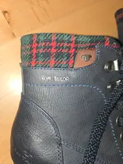 Vorschaubild 3 von Damen Schnürstiefelette Blockabsatz Kariert Blau Gr. 37