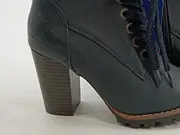 Vorschaubild 2 von Damen Schnürstiefelette Blockabsatz Kariert Blau Gr. 37