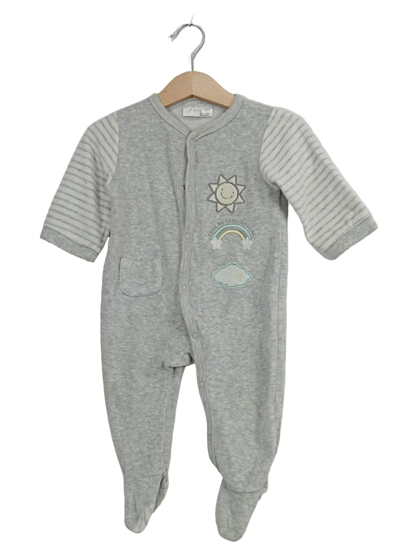 ERGEE Schlafanzug Baby Gr. 68 Gestreift Grau Baumwolle Herbst Winter