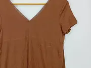 Vorschaubild 3 von Damen T-Shirt Gr. 38/M Braun Casual V-Ausschnitt