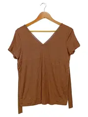 Vorschaubild 1 von Damen T-Shirt Gr. 38/M Braun Casual V-Ausschnitt