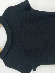 Vorschaubild 2 von Damen Pullover Gr. 42/XL Schwarz Strukturmuster Elegant Kurzarm