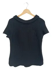 Vorschaubild 1 von Damen Pullover Gr. 42/XL Schwarz Strukturmuster Elegant Kurzarm