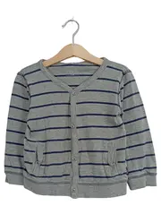 Vorschaubild 1 von Baby Jungen Strickjacke Gr. 104 Grau Gestreift Baumwolle Casual