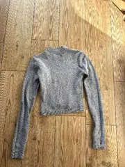 Vorschaubild 6 von Damen Pullover Grau Meliert Cropped Asymmetrisch Gr. 34 XS