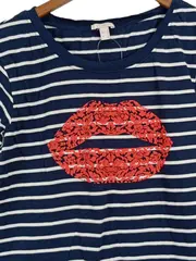 Vorschaubild 3 von Damen T-Shirt S Gestreift Lippenprint Mehrfarbig