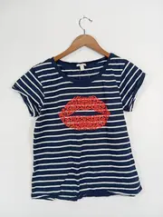 Vorschaubild 2 von Damen T-Shirt S Gestreift Lippenprint Mehrfarbig