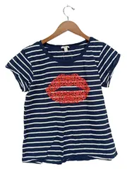 Vorschaubild 1 von Damen T-Shirt S Gestreift Lippenprint Mehrfarbig