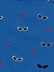 Vorschaubild 4 von EDC Damen T-Shirt Gr. 38/M Blau Casual Augen Lippen Muster