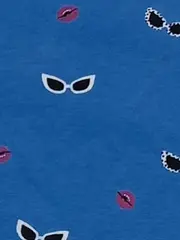 Vorschaubild 6 von EDC Damen T-Shirt Gr. 38/M Blau Casual Augen Lippen Muster