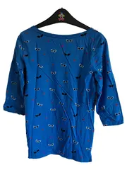 Vorschaubild 2 von EDC Damen T-Shirt Gr. 38/M Blau Casual Augen Lippen Muster