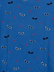 Vorschaubild 5 von EDC Damen T-Shirt Gr. 38/M Blau Casual Augen Lippen Muster