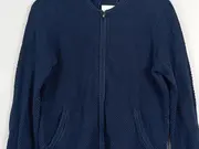 Vorschaubild 4 von Herren Strickjacke Blau Gr. L Casual Strukturmuster Reißverschluss
