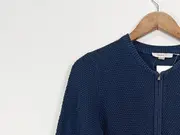 Vorschaubild 6 von Herren Strickjacke Blau Gr. L Casual Strukturmuster Reißverschluss