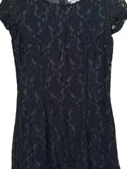 Vorschaubild 2 von Damen Kleid Spitze Kurzarm Gr. 34 Schwarz Elegant