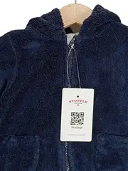 Vorschaubild 2 von Kinder Fleecejacke Gr. 74 Blau mit Kapuze Kuschelfleece