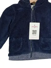 Vorschaubild 3 von Kinder Fleecejacke Gr. 74 Blau mit Kapuze Kuschelfleece
