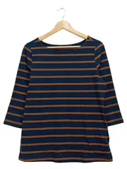 Vorschaubild 1 von Damen Langarmshirt Gestreift Blau Braun Gr. 40/42 M Maritim
