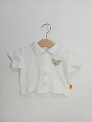 Vorschaubild 1 von Kinder Poloshirt Gr. 56 Weiß mit Bär Stickerei Kurzarm