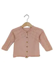 Vorschaubild 1 von Strickjacke Mädchen Gr. 74 Rosa Lochmuster Baumwolle