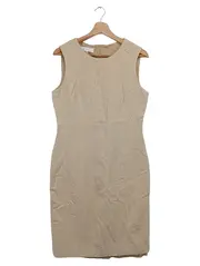 Vorschaubild 1 von Businesskleid Damen Gr. 38/M Beige Elegant Wolle Seide Etuikleid