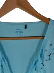 Vorschaubild 4 von Damen Langarmshirt XL Türkis Stickerei Perlen Boho Baumwolle Freizeit