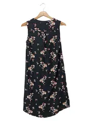 Vorschaubild 2 von Damen Freizeitkleid Gr. 32/XXS Schwarz Blumenmuster Bohemian