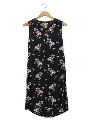 Vorschaubild 1 von Damen Freizeitkleid Gr. 32/XXS Schwarz Blumenmuster Bohemian