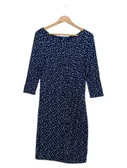 Vorschaubild 1 von Damen Blusenkleid Gr. 38/M Blau Gepunktet Klassisch Elegant Midikleid