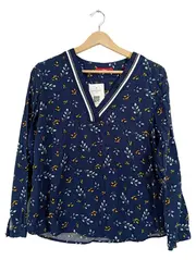 Vorschaubild 1 von Damen Bluse Gr. 38 Blau Blumenmuster Langarm Viskose