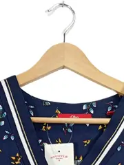 Vorschaubild 4 von Damen Bluse Gr. 38 Blau Blumenmuster Langarm Viskose