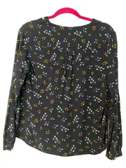 Vorschaubild 3 von Damen Bluse Gr. 38 Blau Blumenmuster Langarm Viskose