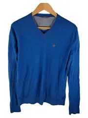 Vorschaubild 1 von Pullover Herren Gr. M Blau V-Ausschnitt Baumwolle Klassisch