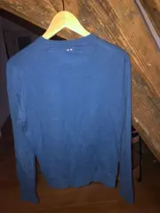 Vorschaubild 2 von Pullover Herren Gr. M Blau V-Ausschnitt Baumwolle Klassisch