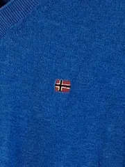 Vorschaubild 3 von Pullover Herren Gr. M Blau V-Ausschnitt Baumwolle Klassisch