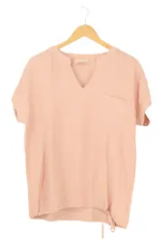 Vorschaubild 1 von Damen T-Shirt Rosa Gr. 38/M Casual V-Ausschnitt Kurzarm Kordelzug