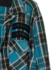 Vorschaubild 3 von Herren Freizeithemd Langarm Kariert Türkis Baumwolle Gr. XL