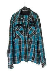 Vorschaubild 1 von Herren Freizeithemd Langarm Kariert Türkis Baumwolle Gr. XL