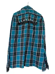 Vorschaubild 2 von Herren Freizeithemd Langarm Kariert Türkis Baumwolle Gr. XL