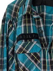 Vorschaubild 4 von Herren Freizeithemd Langarm Kariert Türkis Baumwolle Gr. XL