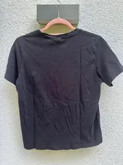 Vorschaubild 2 von Damen T-Shirt Schwarz Gr. S Basic Kurzarm Rippstrick Baumwolle