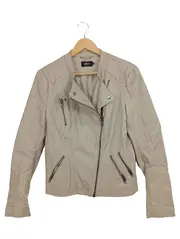 Vorschaubild 1 von Damen Kunstleder Bikerjacke Gr. 36 S Beige Modern Reißverschluss