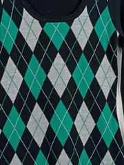 Vorschaubild 2 von Damen Freizeitkleid Argyle Muster Mehrfarbig Gr. 34/XS