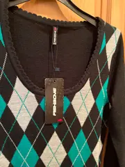 Vorschaubild 3 von Damen Freizeitkleid Argyle Muster Mehrfarbig Gr. 34/XS