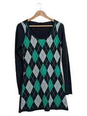 Vorschaubild 1 von Damen Freizeitkleid Argyle Muster Mehrfarbig Gr. 34/XS