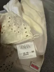 Vorschaubild 2 von Pullover Mädchen Gr. 86 Beige Rüschenkragen Spitze Strick