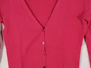 Vorschaubild 2 von Damen Strickjacke Pink Gr. S Baumwolle V-Ausschnitt